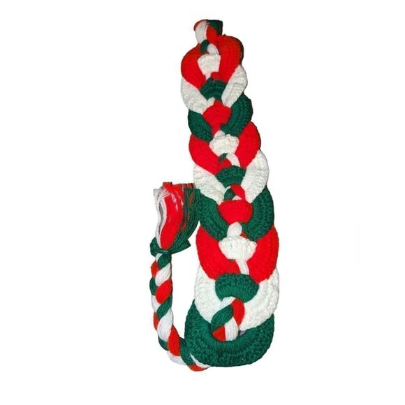 Vintage Christmas holiday handmade yarn braided decor - Picture 2 of 5